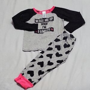 The Children's Place Gray and Pink Heart Pajama Set